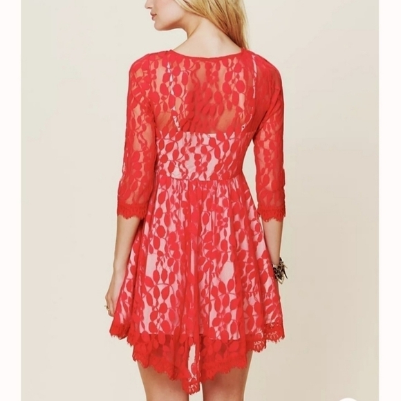 Free People Floral Mesh Lace Dress. - Picture 4 of 8